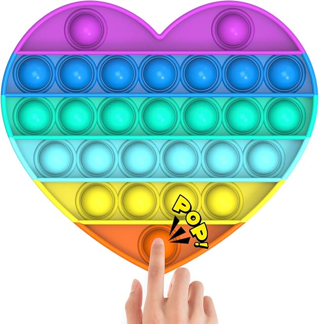 Yefun Push Bubble Sensory Fidget Toy, Stress Relief Special Needs Silent Classroom (Rainbow Heart)
