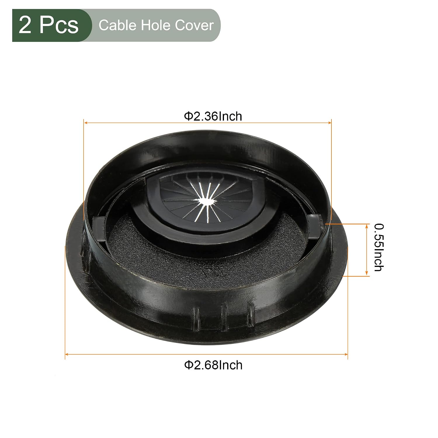 YOKIVE 2Pcs Desk Cable Hole Cover, Zinc Alloy Cord Raceway Great for Office, Home, Daily Use (60mm, Bronze)