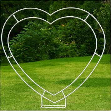 Heart Shaped Balloon Arch Stand for Proposal, 6.7FT Large Metal Heart Arch Frame for Wedding Backdrop, Love Flower Arch Decor for Engagement Party Display White
