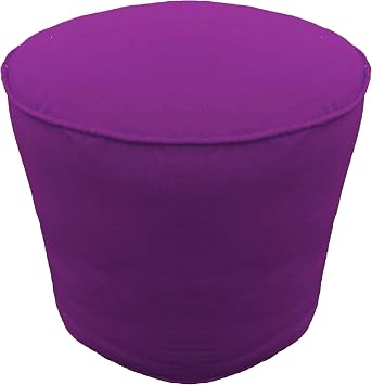 Ottoman Round Pouf Cover with Piping Footstool Cover Cotton Purple 18" Diameter x 16" Height 45 cm Diameter x 40 cm Height Cover ONLY, Not Stuffed, Insert not Included