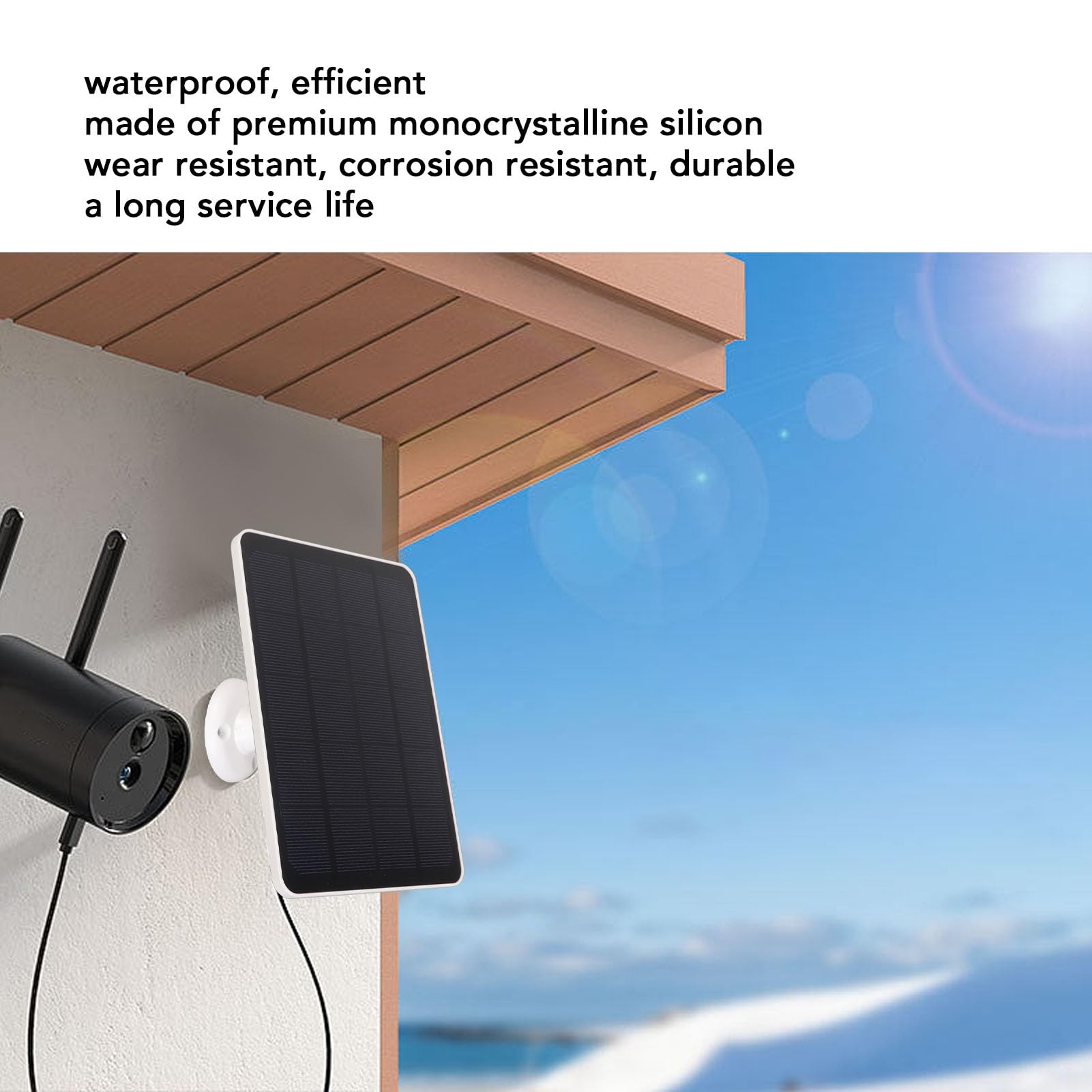 GOTOTOP S340 Pannello solare wireless da esterno 5 V 4 W, pannello solare IP65 per telecamera di sorveglianza esterna, pannello solare di ricarica per fotocamere da trail, adattatore per scheda di