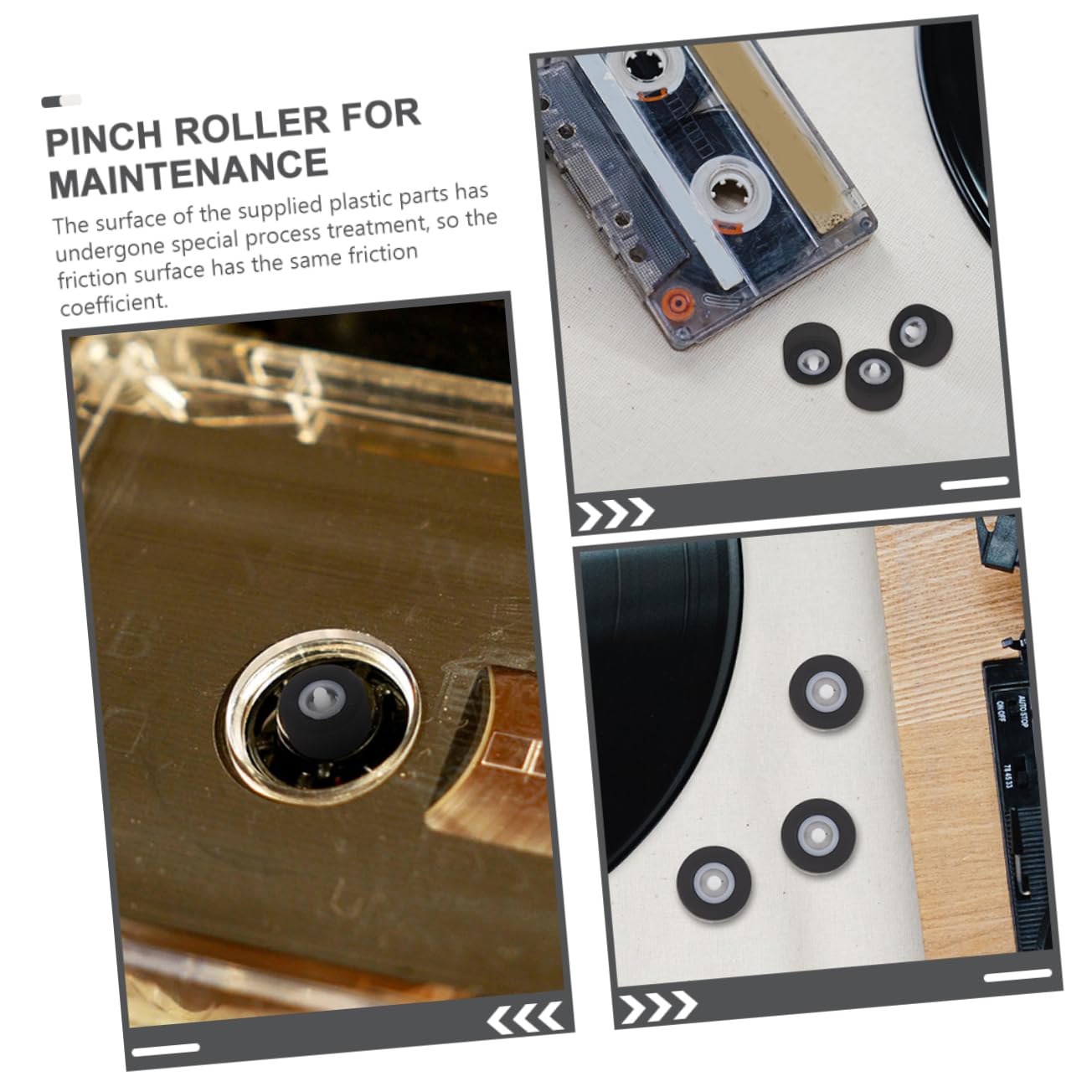 GAROZATION Durability Enhanced Pinch Roller for Cassette Deck Plastic Pressure Pulley Replacement for Video Audio Radio Tape Recorder Replacement
