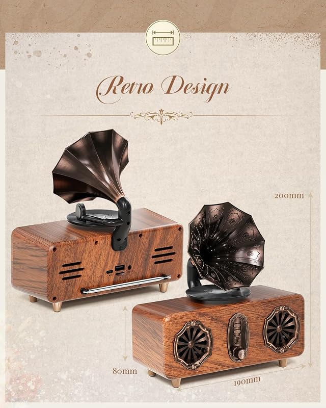 COLSUR Retro Bluetooth Rádió FM TF Card USB AUX 10W Hordozható Vezeték Nélküli