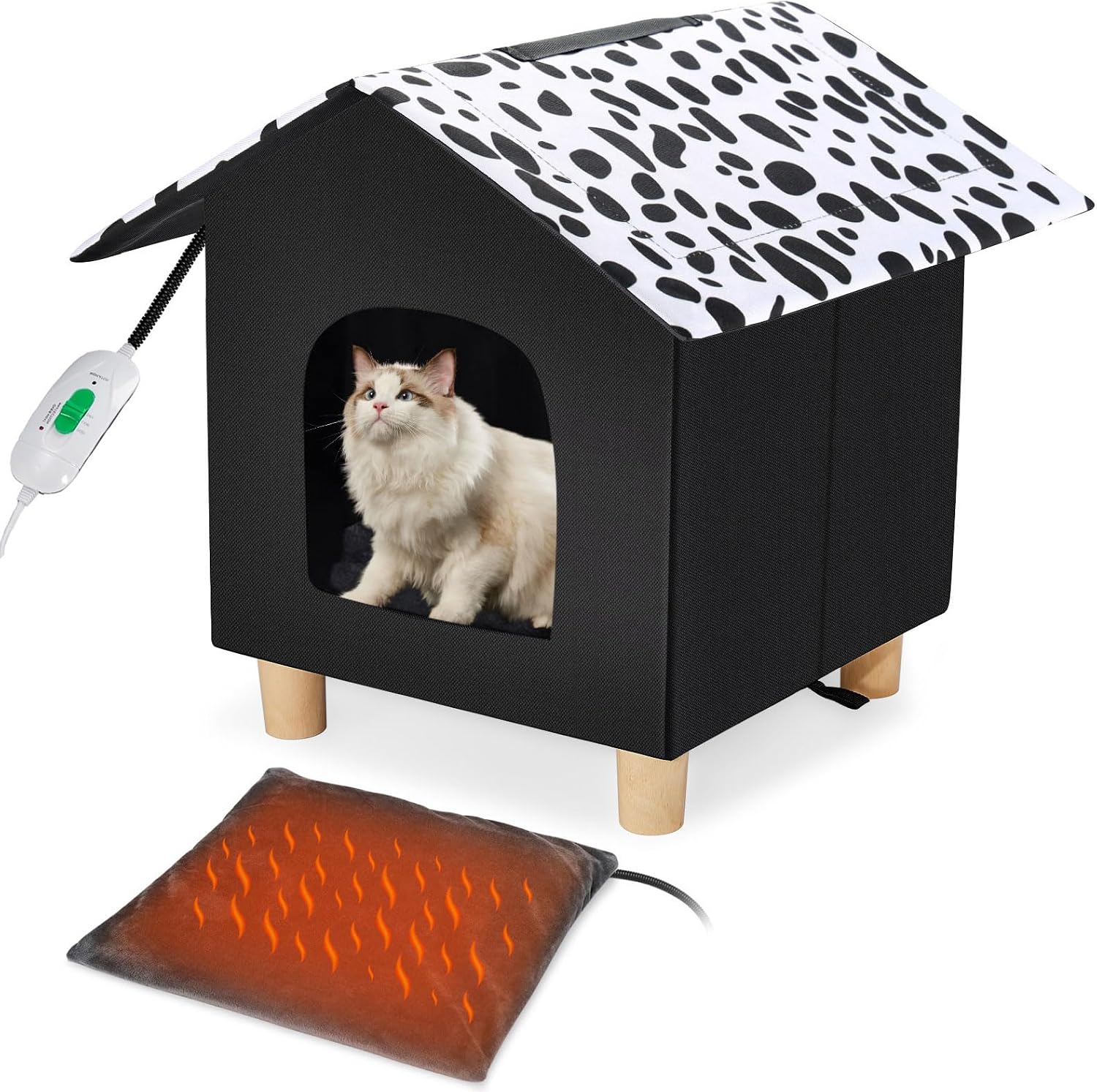 View of Amazon.com : Heated Cat House for Outdoor Cats, Waterproof & Insulated ...