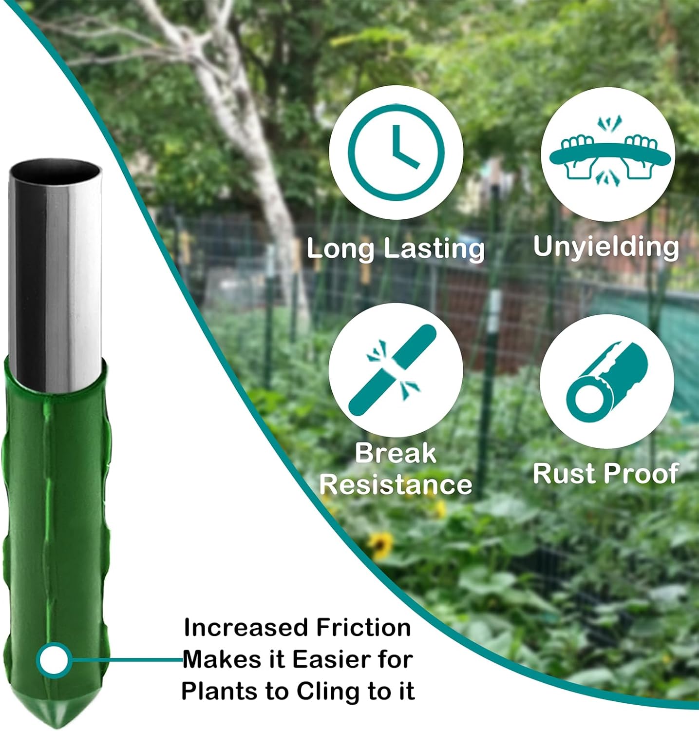 25 Pack Garden Stakes 6FT (72 Inch), Heavy Duty Steel Tomato Stakes with Plastic Coating, Extra Tall Plant Support Stakes for Outdoor Climbing Plants, Vegetables, Vines & Garden Use