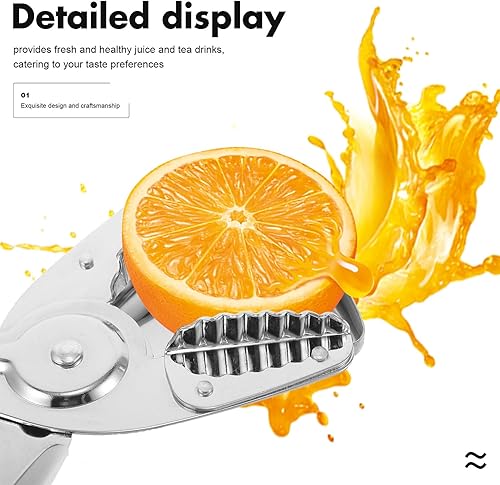 Miniatura 6 de VALICLUD Exprimidor de limón de acero inoxidable, exprimidor manual de cítricos para jugo fresco, fácil de limpiar, compacto y portátil, exprimidor