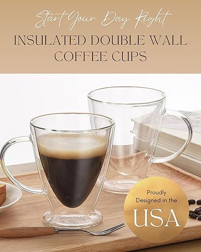 Miniatura 6 de Sister.ly Drinkware, tazas de café transparentes de doble pared, juego de 2, 12 onzas, celebra la vida un vaso a la vez