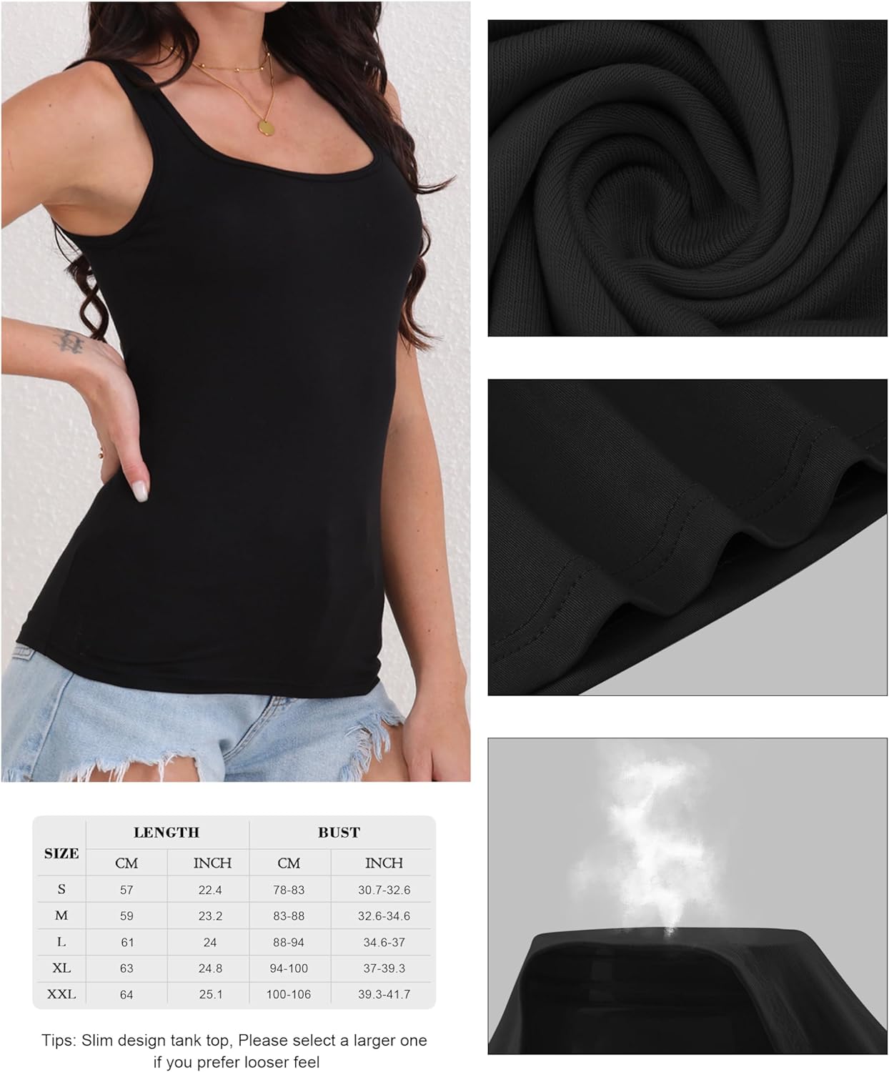 BQTQ 6 Pcs Women's Square Neck Tank Top Sleeveless Undershirt Basic Tank Tops for Women Girls - Image 4