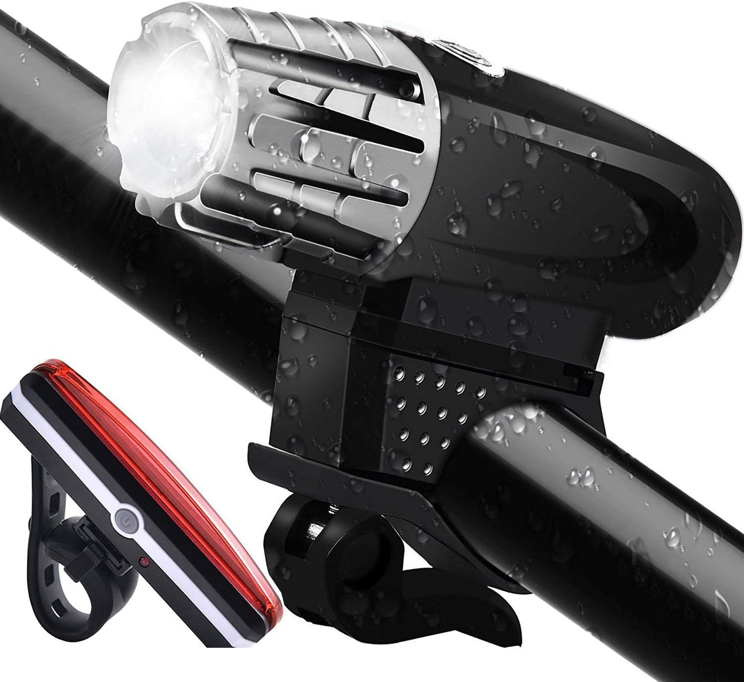 LEEQin Bike Lights set, USB Rechargeable Bicycle Lights with Waterproof Front Headlight and Tail Light, Adjustable Lighting Modes, Cycling Lights for Road & Mountain- Easy to Fit