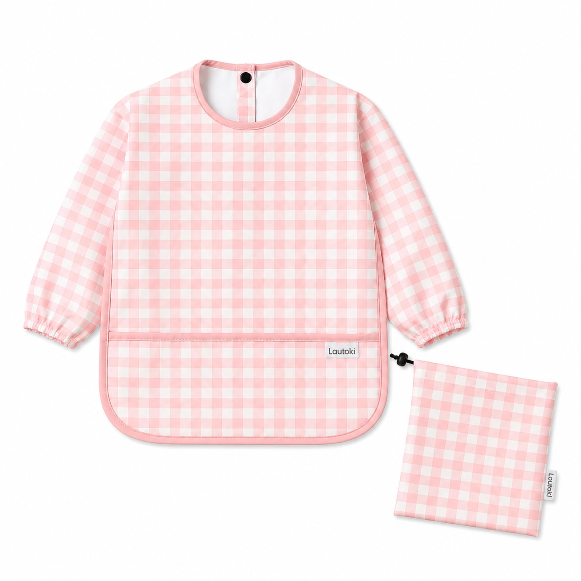 Baberos Bebé Impermeables con Mangas + Bolsita de Transporte - Babero BLW para Bebé 12–36 Meses - Doble Capa 100% Impermeable - Puños Elásticos y Bolsillo Canguro - Fácil de Limpiar