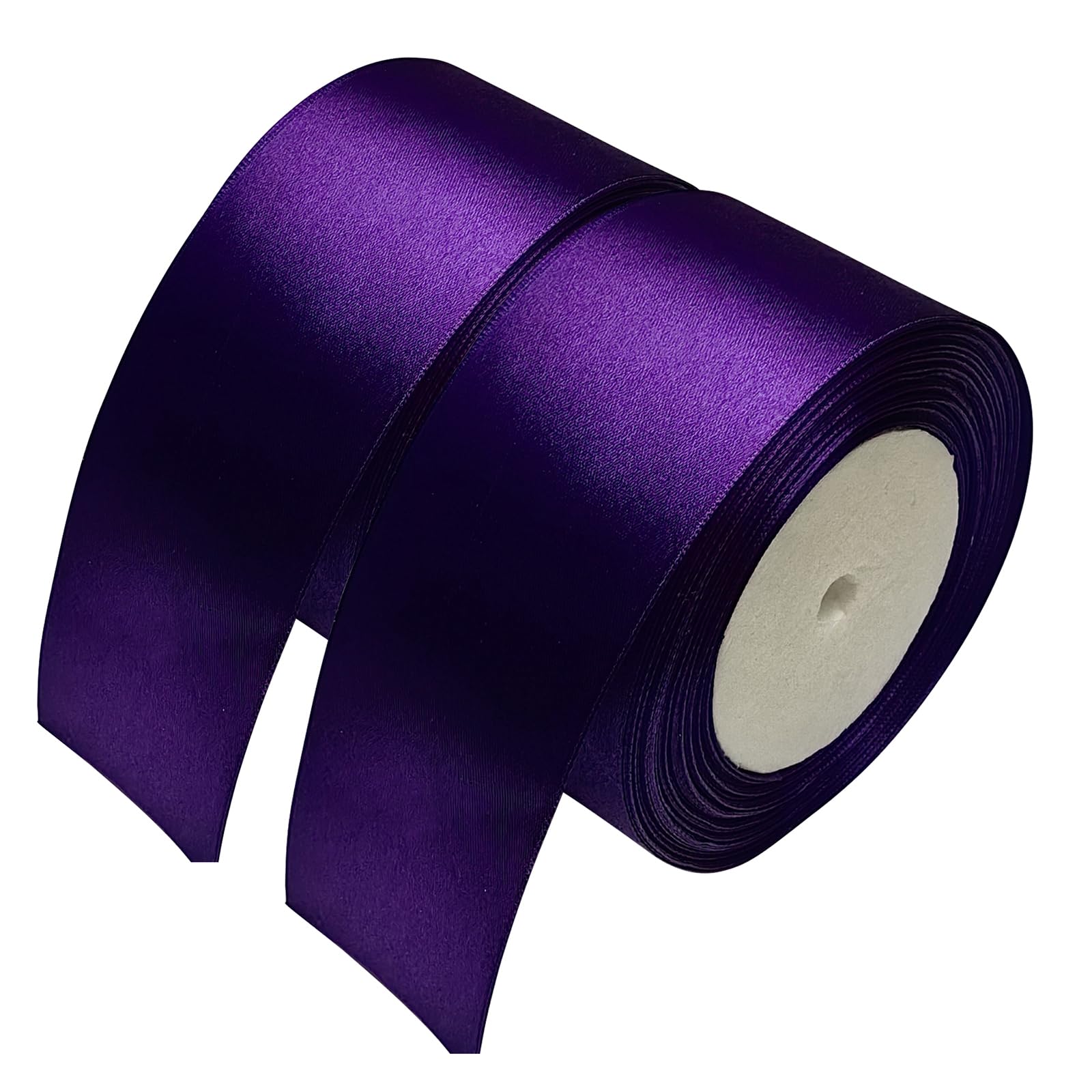 Chenkou Craft Solid Satin Ribbon Ribbons 50 Yards (2 Rolls) Violet Craft Bow Party Decoration Packing Ribbons (Violet, 2"(50mm))