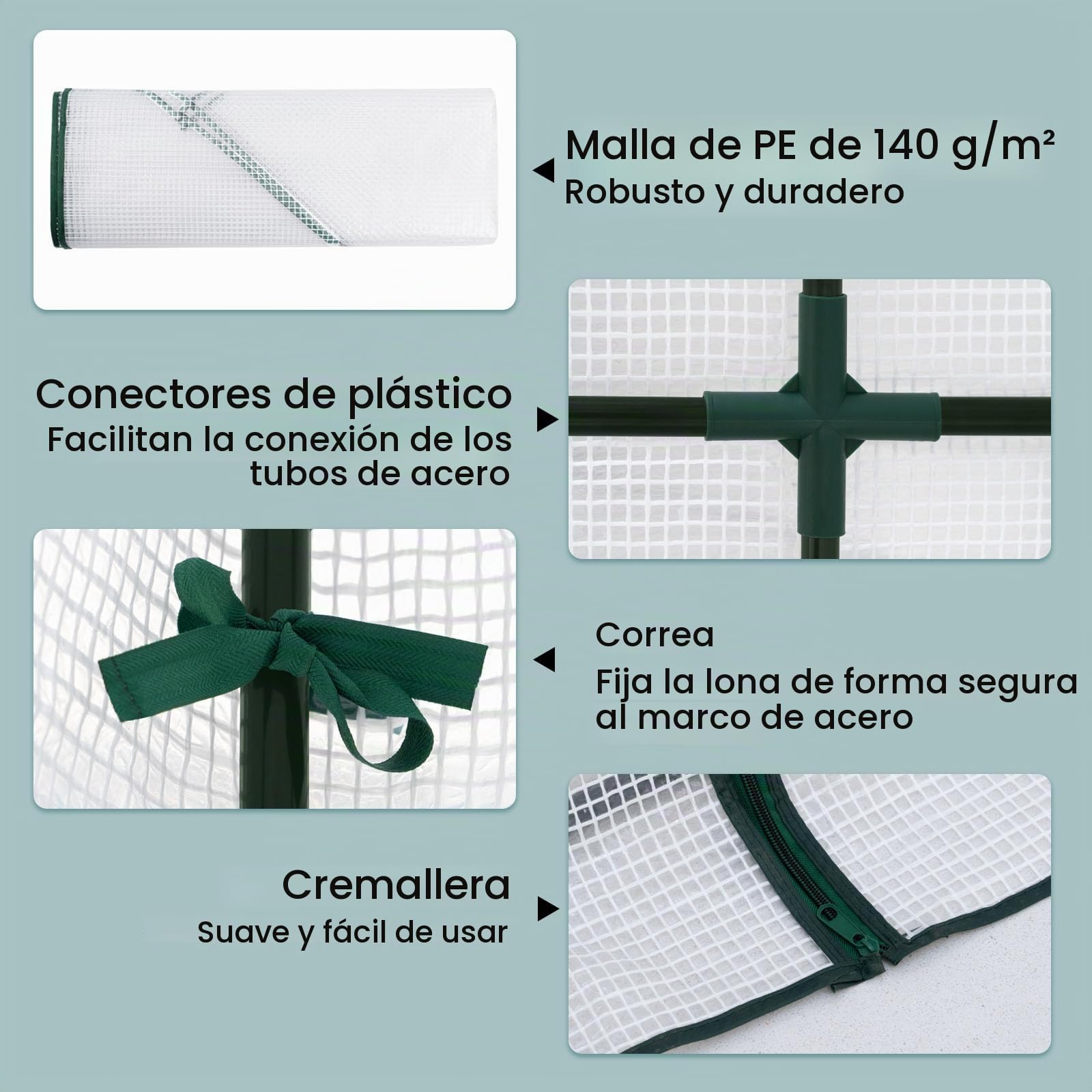 WOLTU Invernadero de Invierno de Pared, Impermeable, Blanco, 200x100x210cm | PE 140g/m²; Reforzada; Todas Estaciones; Plantas/Verduras; Flores; Jardín