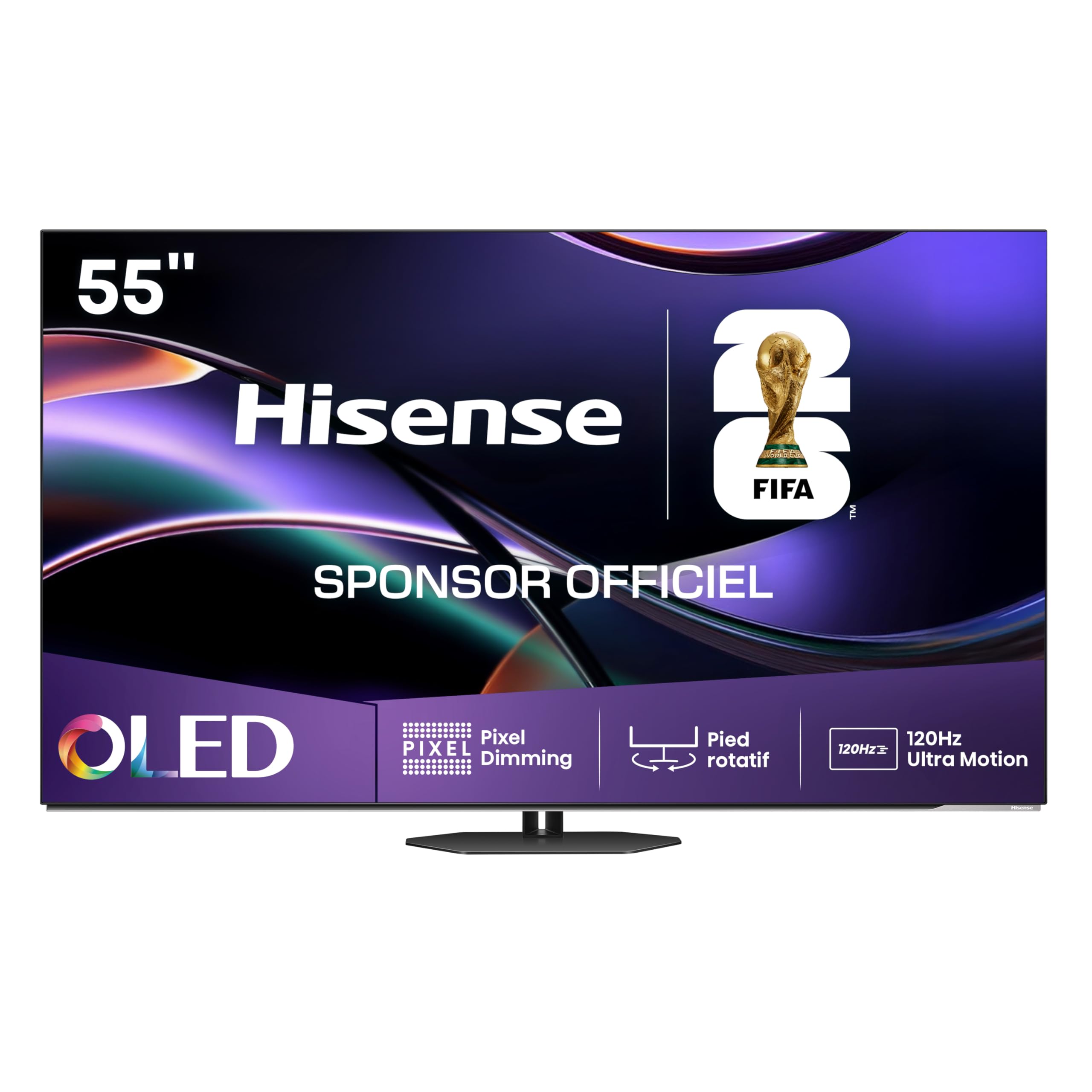Hisense 55A85Q – TV OLED 4K UHD 55 Pouces (139 cm) – Dalle Native 120Hz, Smart TV VIDAA – Dolby Vision IQ, Dolby Atmos, Mode Jeu Pro (ALLM, VRR 120Hz, FreeSync), HDMI 2.1, Contrôle Vocal