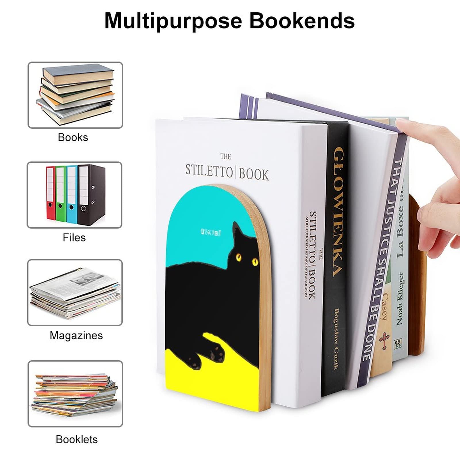 Fermalibri A Forma Di Gatto - Reggilibri Antiscivolo In Ferro, Design Carino Per Casa E Ufficio - Foto 2