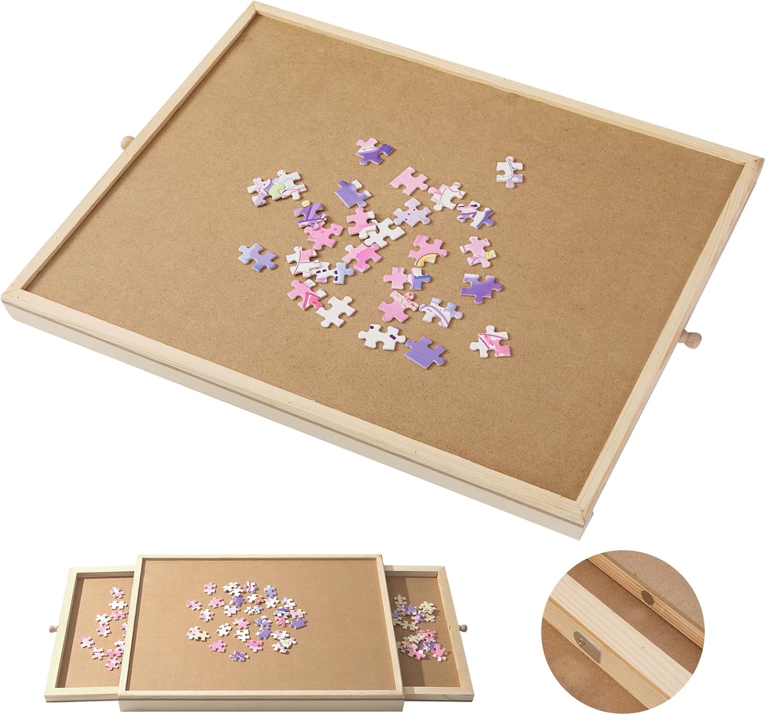 Product image of Small Puzzle Board 17.1 X 13.4 Inch Puzzle Table - Suitable for Personal Small Jigsaw Puzzles Table with 2 Storage Drawers,Portable Lightweight Jigsaw Puzzle Board(100-300Pcs)