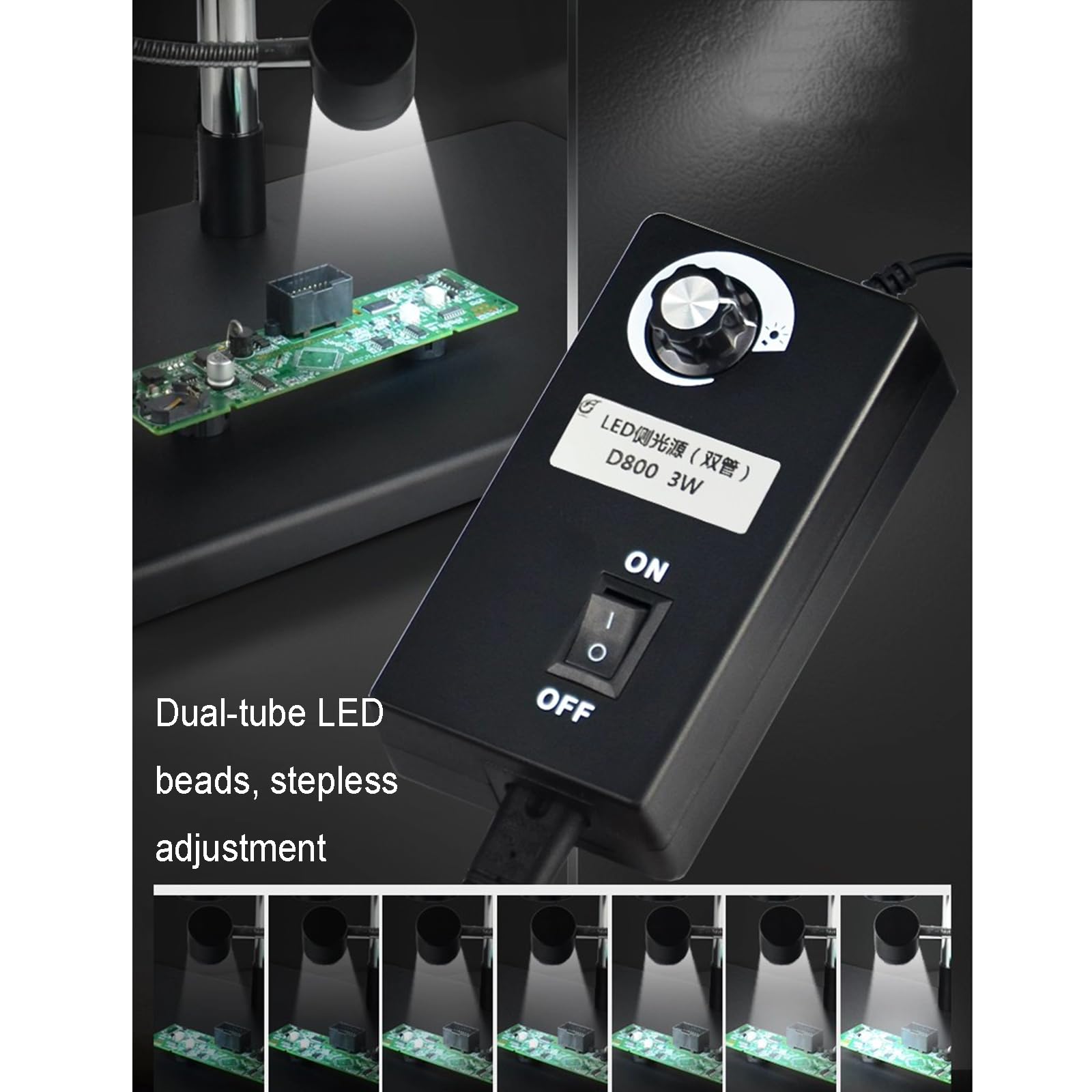 Lámpara LED para Microscopio, Luz De Relleno De Doble Cuello De Cisne, Brillo Ajustable Sin Escalonamientos, para Microscopios Estereoscópicos, Cámaras De Video