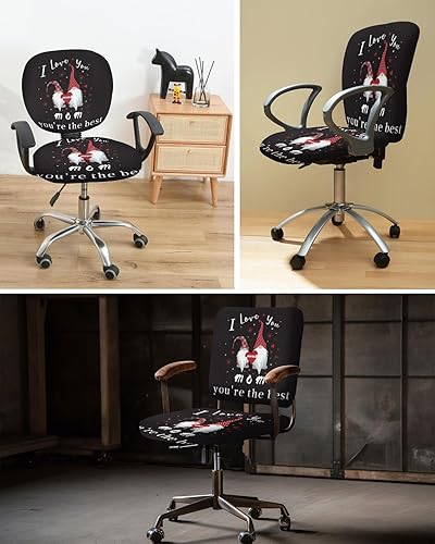 Miniatura 6 de Office Chair Cover I Love You Mom Protective Stretchable Universal Computer Chair Covers Gnome Black Backdrop Stretch Rotating Chair Slipcover