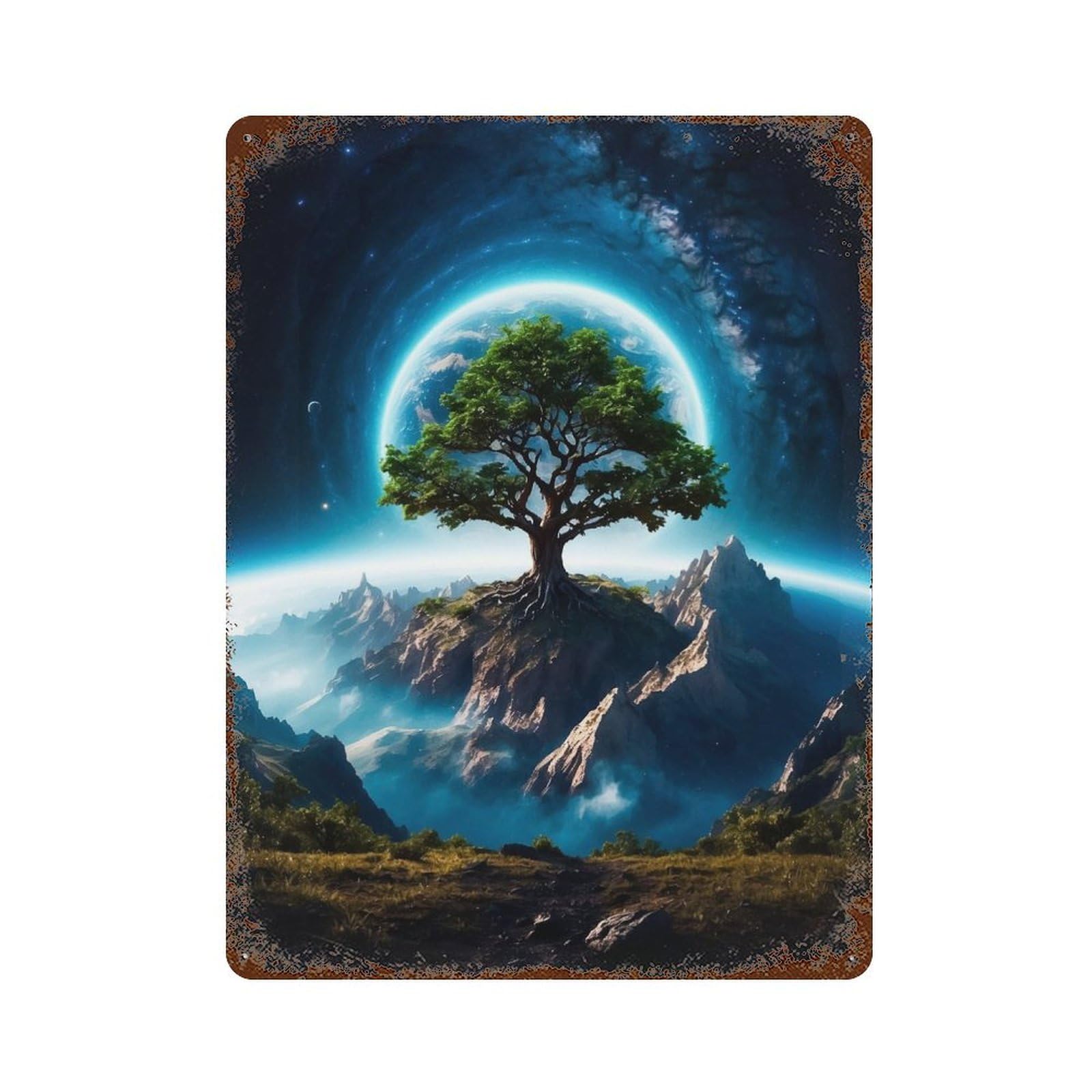 Martian Tree Vintage Metal Tin Sign 15.7"x11.8", Industrial Home Decor for Garage, Pub Or Kitchen