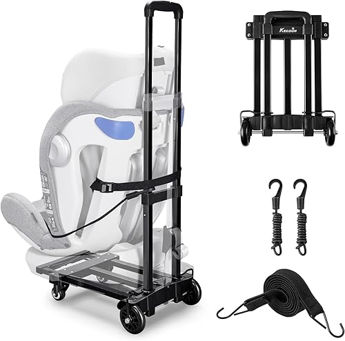 KEDSUM Carrito de viaje para asiento de automóvil, compacto y ligero, para viajes, construcción sólida, portátil, con ruedas para aeropuertos,