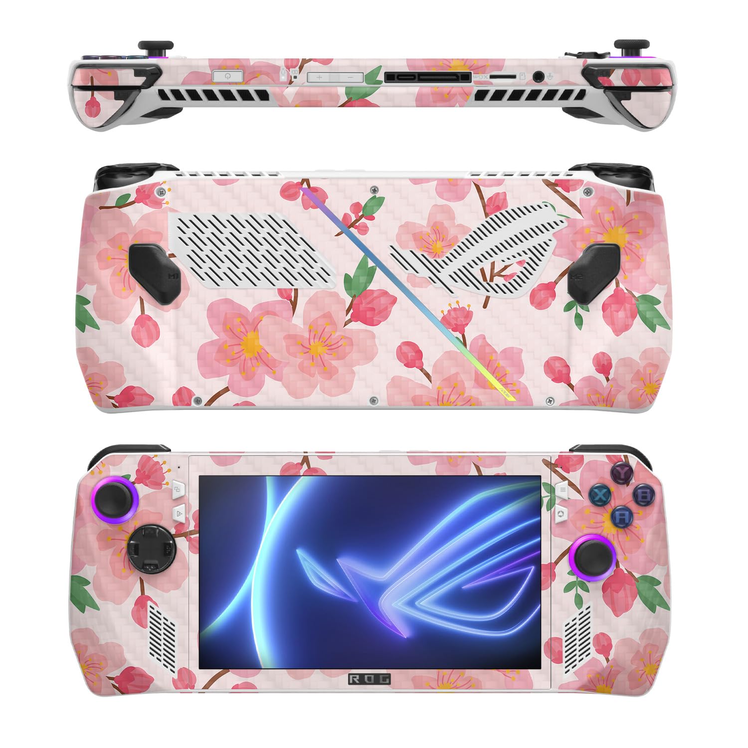 MightySkins Carbon Fiber Skin Compatible with Asus ROG Ally - Lilies in Bloom | Protective, Durable Textured Carbon Fiber Finish | Easy to Apply
