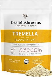 Real Mushrooms Tremella Mushroom Powder – Organic Tremella Extract from Fruiting Body – for Daily Wellness Routine – Vegan, Non-GMO, No Fillers – 60 Servings Mushroom Blend Supplements