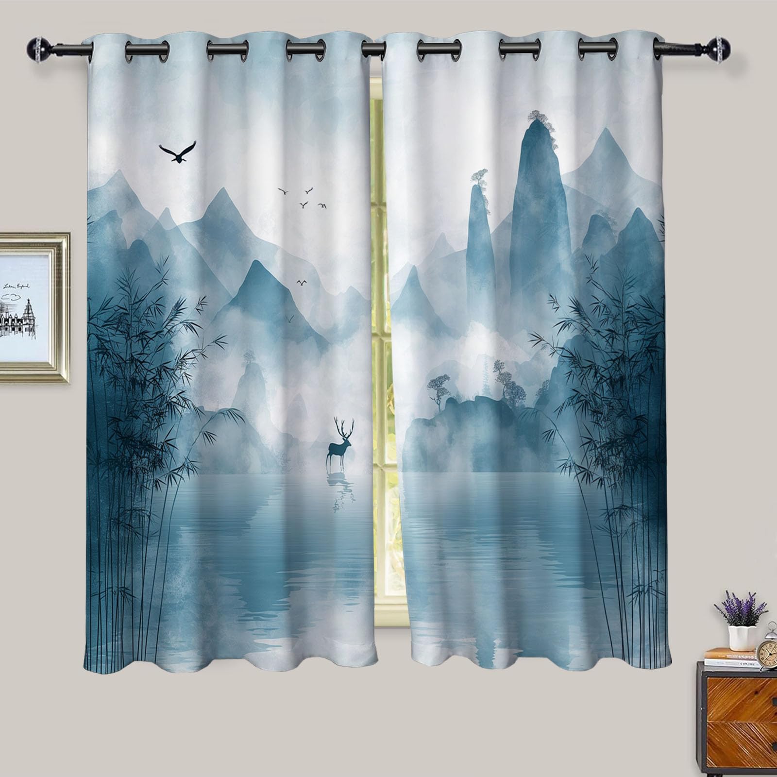 Rideau occultant salon motif nature pour créer une ambiance cocooning de chambre
