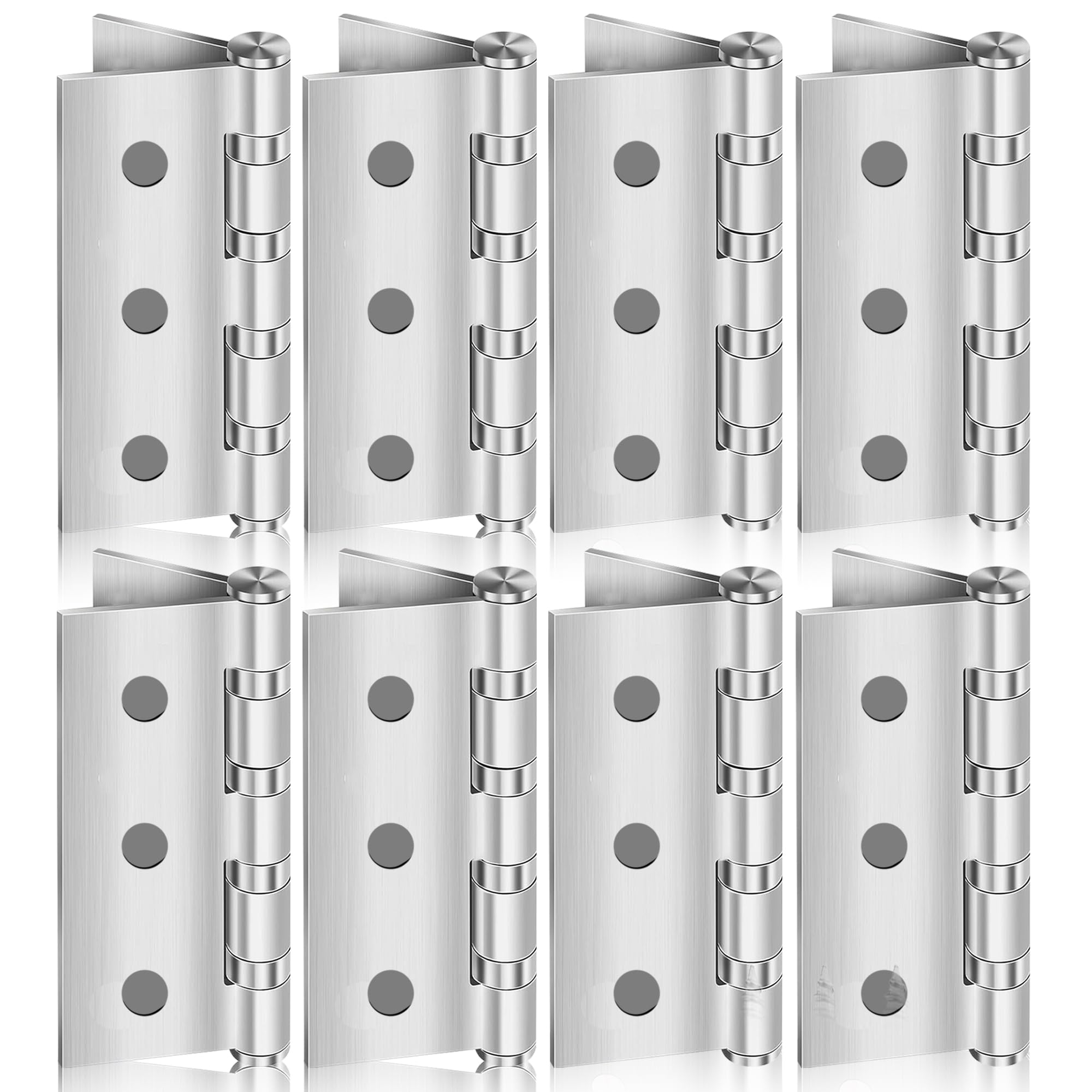 MSC Stainless Steel Door Hinges 3 Inch – Heavy Duty Folding Butt Hinge with Screws, Rust-Resistant, Smooth & Silent Movement, Ideal for Internal & External Doors, & Cabinets (8)