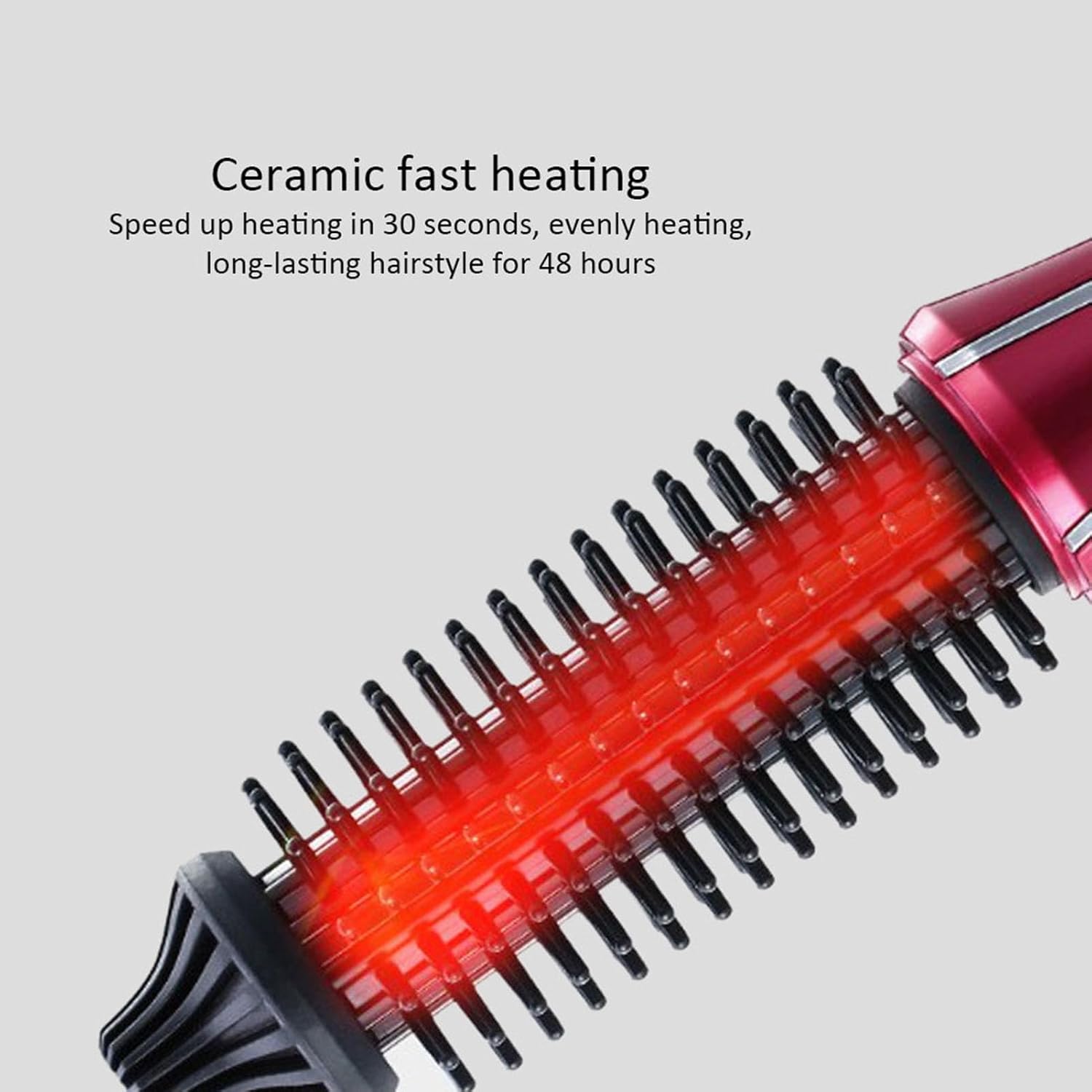 Milltrip Electric Hair Curler Comb Brush - Portable Folding Hair Curler Tool with & Tourmaline Ceramic, 360° Rotating Cord, Anti Scald Design for Safe Styling, 100-240V (Wine Red) (US Plug)