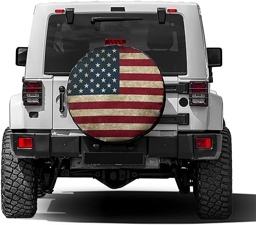 Miniatura 2 de Foruidea Cubierta de neumático de repuesto con bandera estadounidense retro, a prueba de polvo, para remolque, RV, SUV y muchos vehículos, 18