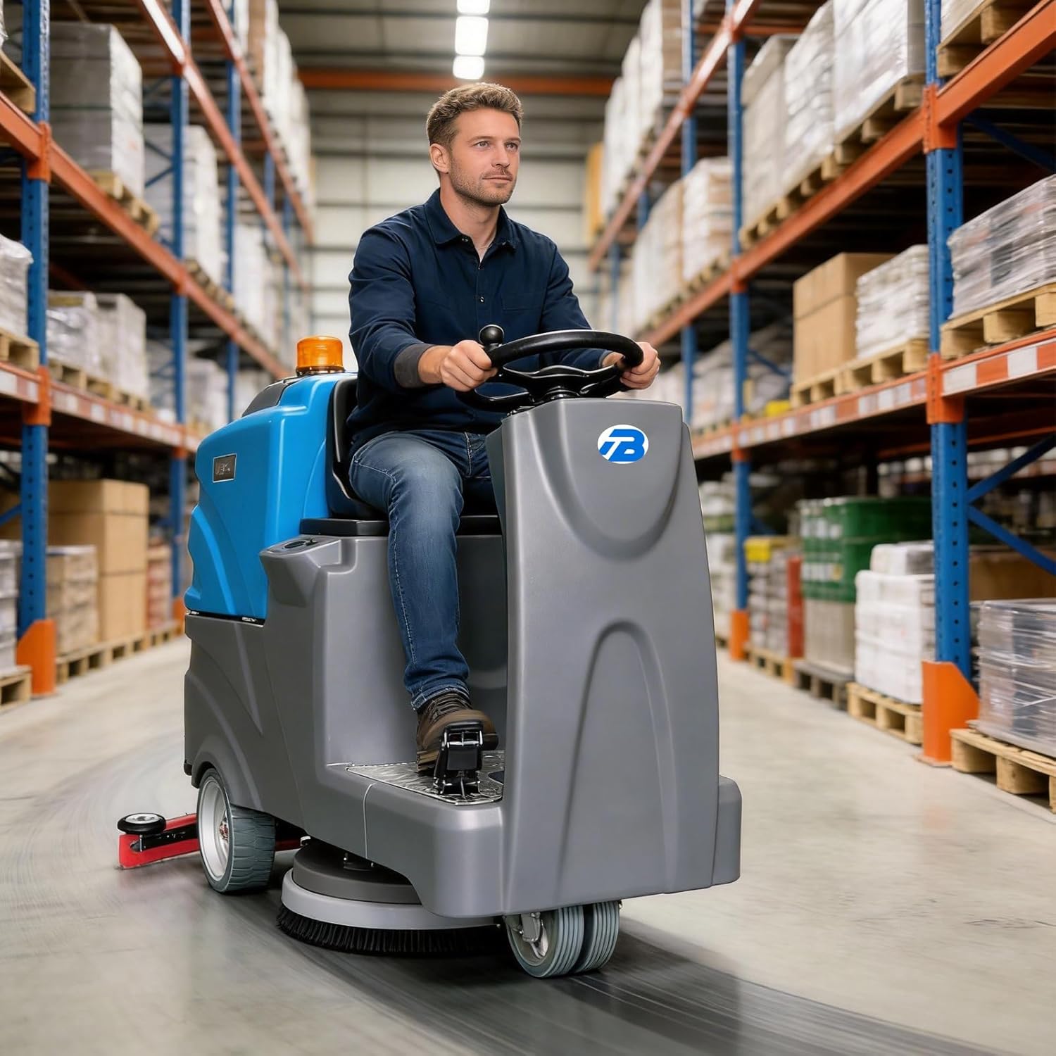 T&B 85 Ride on Floor Scrubber Machine