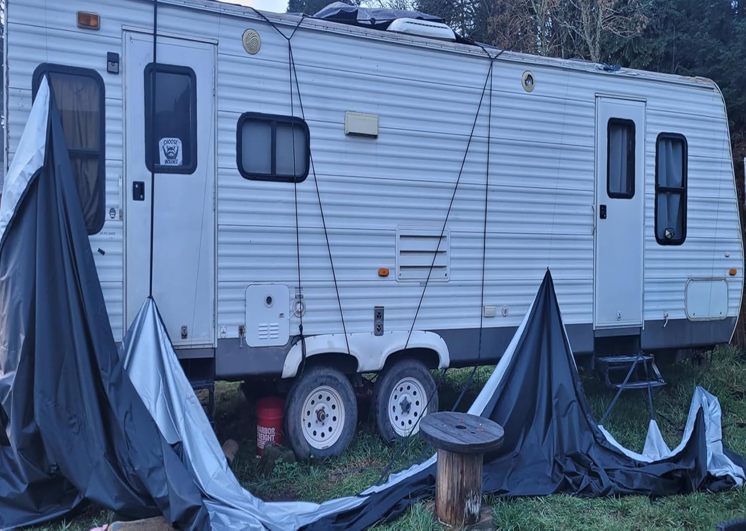 Telo Copri Camper,210D Tessuto Oxford,con Borsa per Riporre,Protezione UV,Protezione Solare,per Camper(7.5 x 3 m)