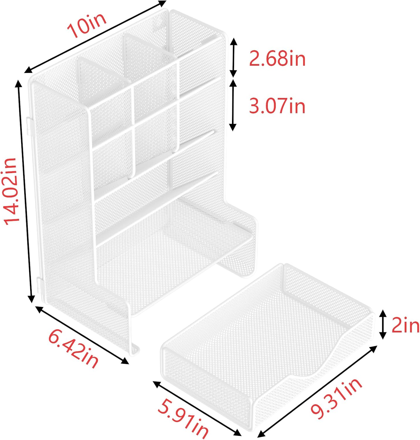 BOHDK Pen Organizer for Desk, Multi-Functional Desk Organizer, Wall Mount Pen Holder with Drawer for School, Office, Home, Art Supplies, White