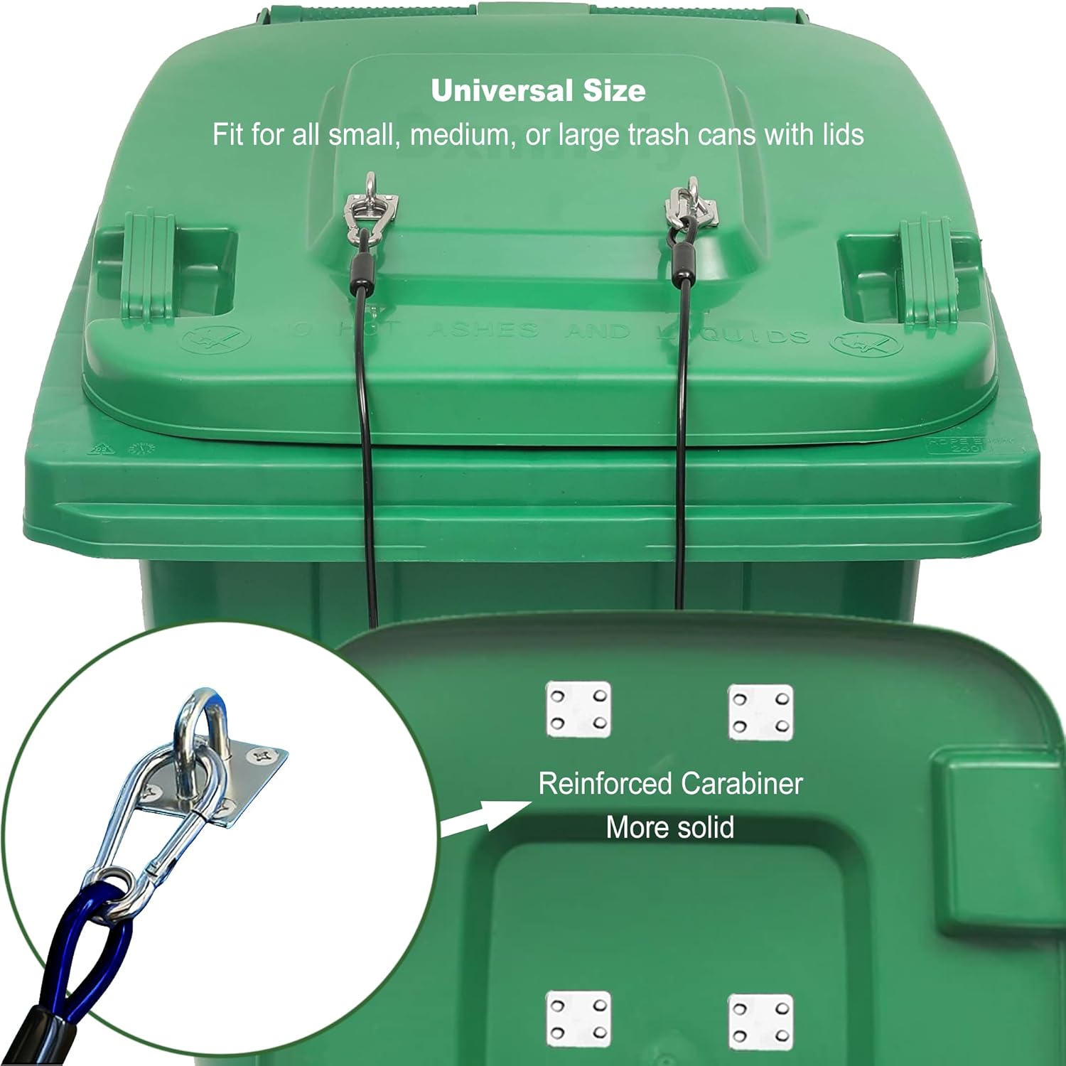 Trash Can Locks Garbage Can Lid Locks for Animals, Bear Raccoon Squirrel Dog Proof Trash Can Lock, Weather-Resistant Universal Trash Bin Lock for Outdoor Trash Cans with Stainless Steel Hasps, 4 PCS