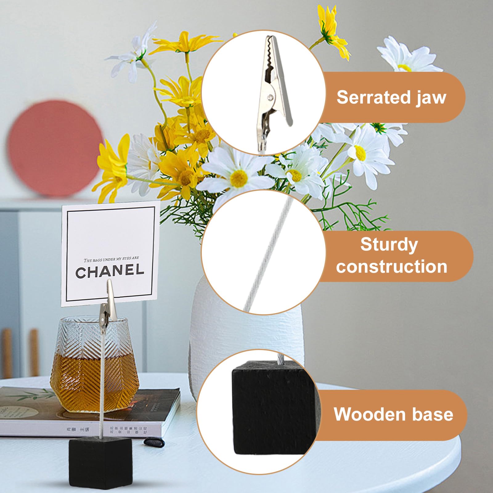 Lot De 25 Supports Photo Avec Pinces – Clip Mémo Bois Naturel Pour Mariage & Déco