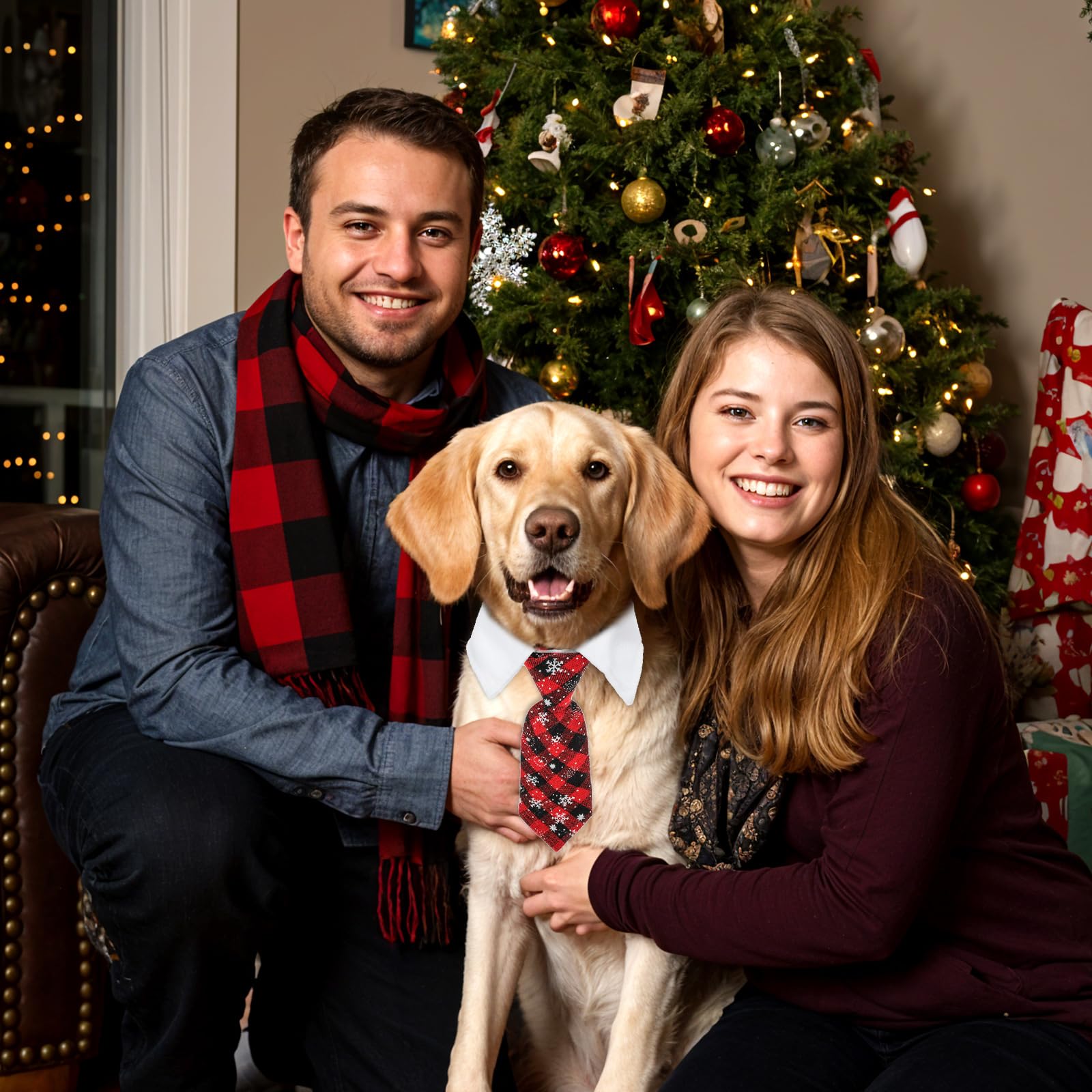 Weihnachts Hundehalsband Mit Karomuster – Rot-grüne Krawatte Für Kleine, Mittlere & Große Hunde
