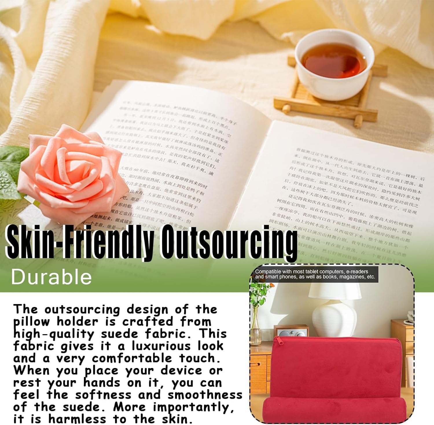 Pillow Tablet Stand Holder Mobile Phone Support Bed Rest Cushion Tablet Reading Holder for Book Kindle Tab Stand iPad Tablets Smartphones Books Magazines Bed Armrests Carpet (3)