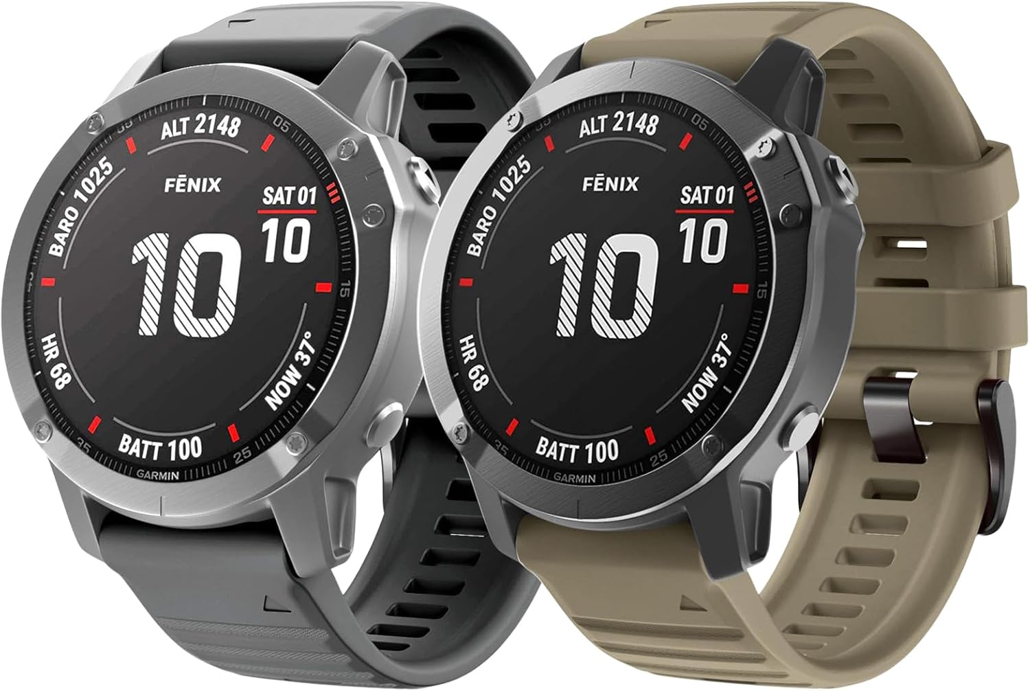 ANCOOL Compatible with Fenix 6X/7X Band 26mm Quickfit Soft Silicone Watch Band Replacement for Fenix 5X/Fenix 8 51mm/Fenix 5X Plus/Fenix 3/Fenix 6X Pro/Descent Descent MK2i Smartwatches (Black+Brown)