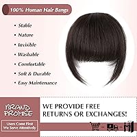 Vista 2 de noomby Flequillo con clip de cabello 100% humano, fleco con sienes para mujer, flequillo plano y ordenado, extensión de cabello para uso diario