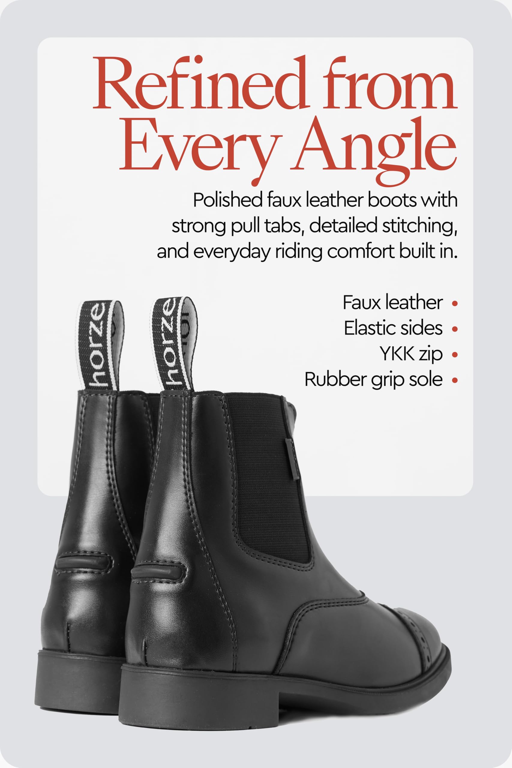 HORZE Bottines d'équitation Wexford Jodhpur avec fermeture éclair pour femme