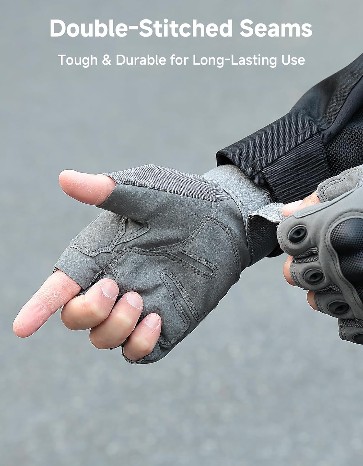 KEMIMOTO Fingerless Tactical Gloves for Men, Motorcycle Gloves for Outdoor Work Sports, Fingerless Cycling Gloves for Hunting Hiking Camping