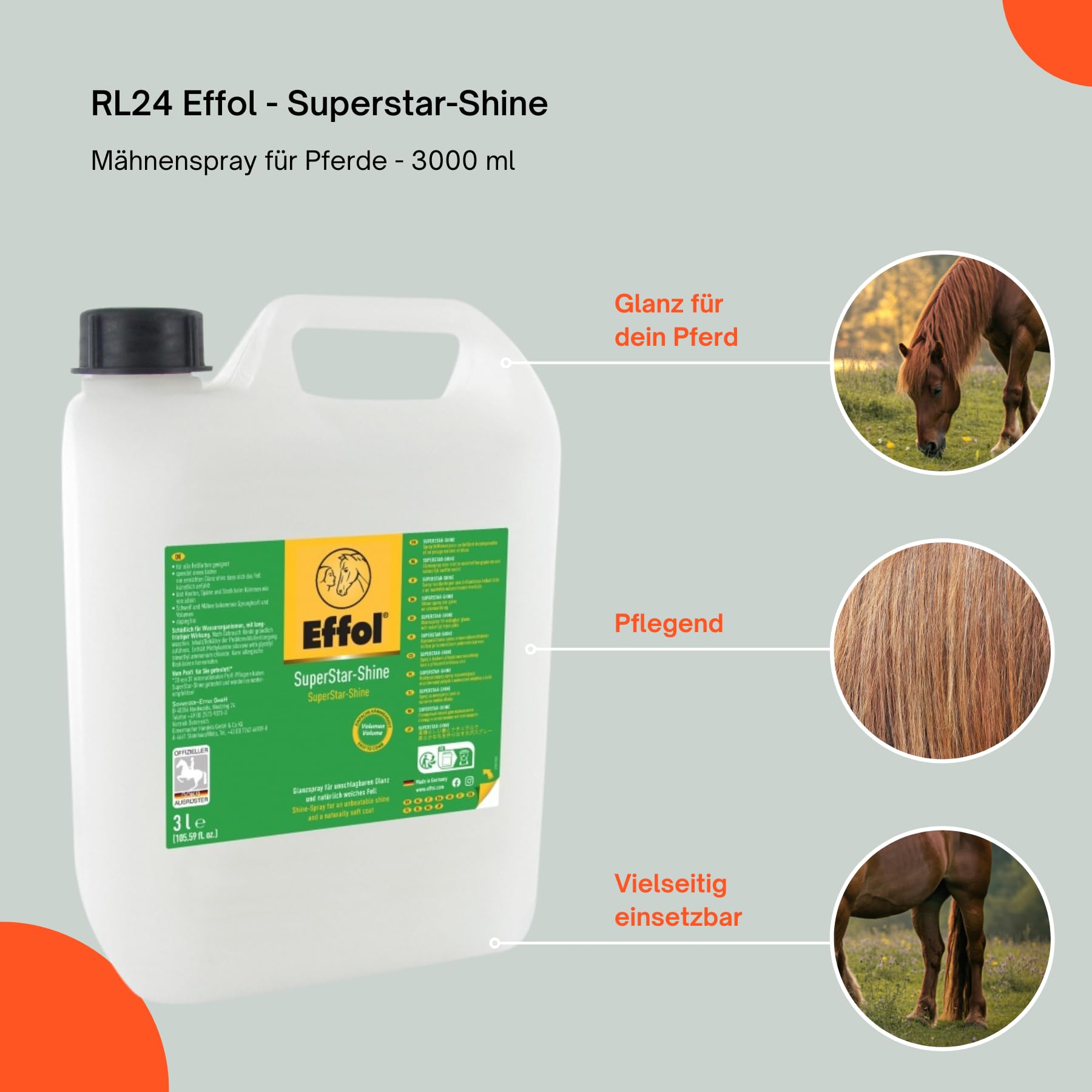 RL24 - Superstar-Shine Mähnenspray für Pferde – 1 x 3000 ml