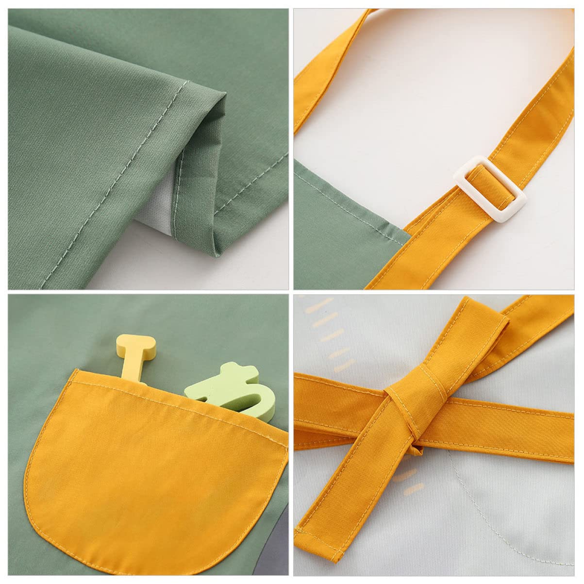 Mipcase 3pezzi Grembiule Per Ragazzo Ragazza Grembiule Da Pittura Con Tasche Regolabili Per Attività Artistiche e Gioco Età Consigliata Anni Verde