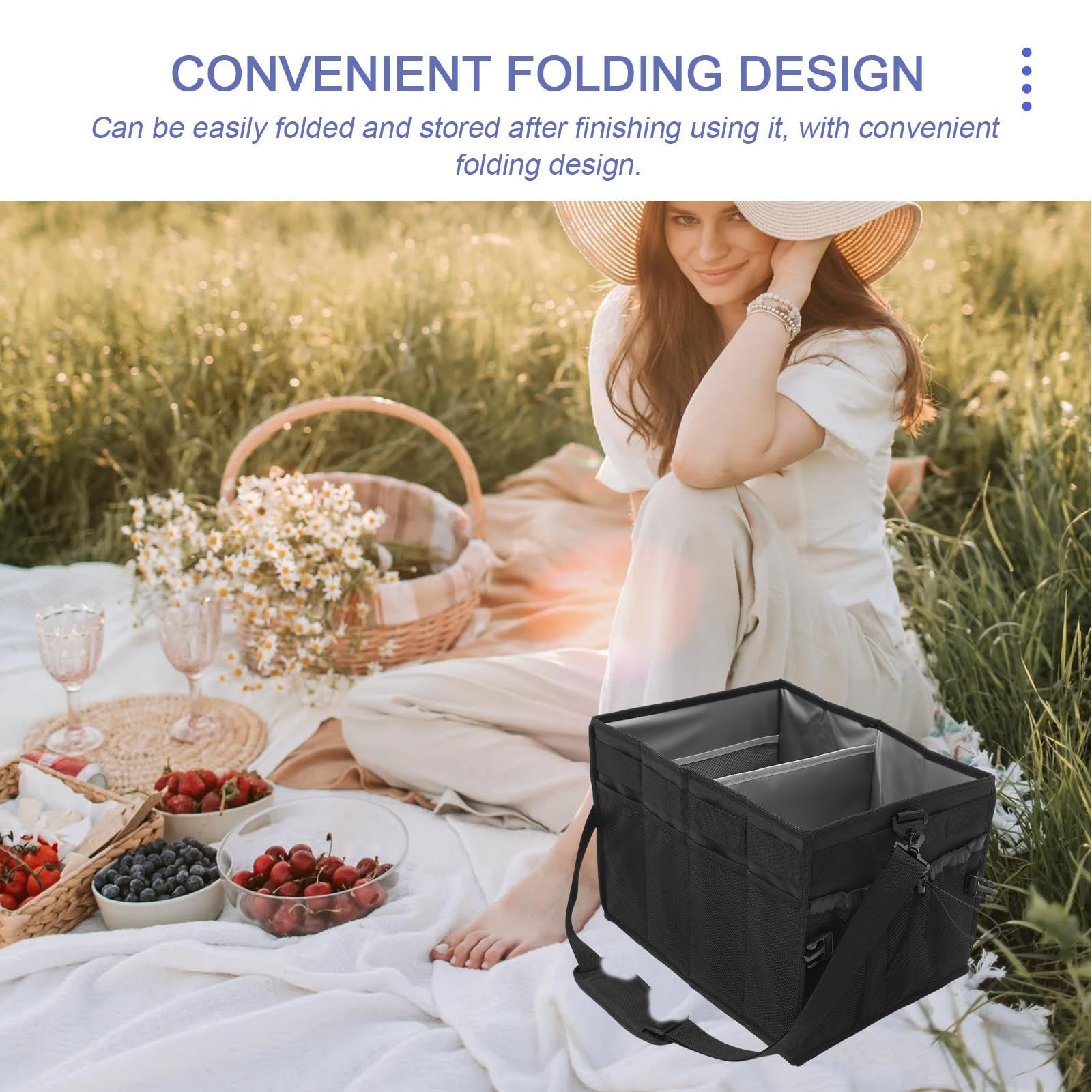 MAGICLULU Organizer Scatola Porta Attrezzi per Barbecue Pieghevole Oxford Nero e Condimenti Contenitore Grande per Picnic e Cortili per Utensili da Griglia