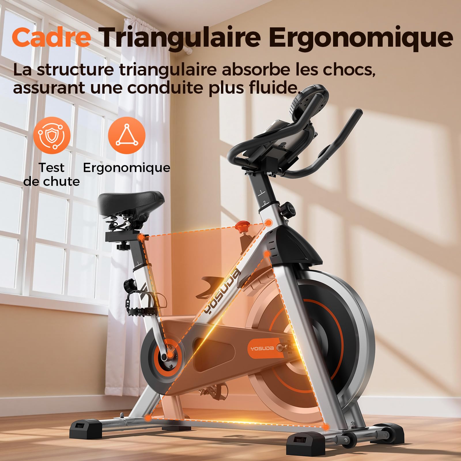 YOSUDA Vélo d'Appartement Magnétique Réglable Connecté 136 kg