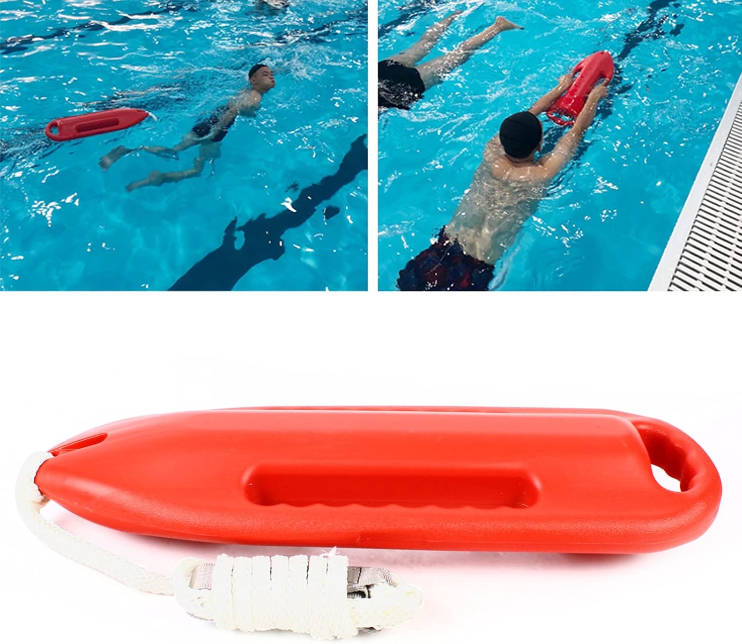 Lifeguard Float, Lifeguard Rescue Can Float 3 Handle Rescue Can Swimming Float with Pe Cord and Adjustable Buckle for Open Water, Multi-Person and Diver Rescues, Orange