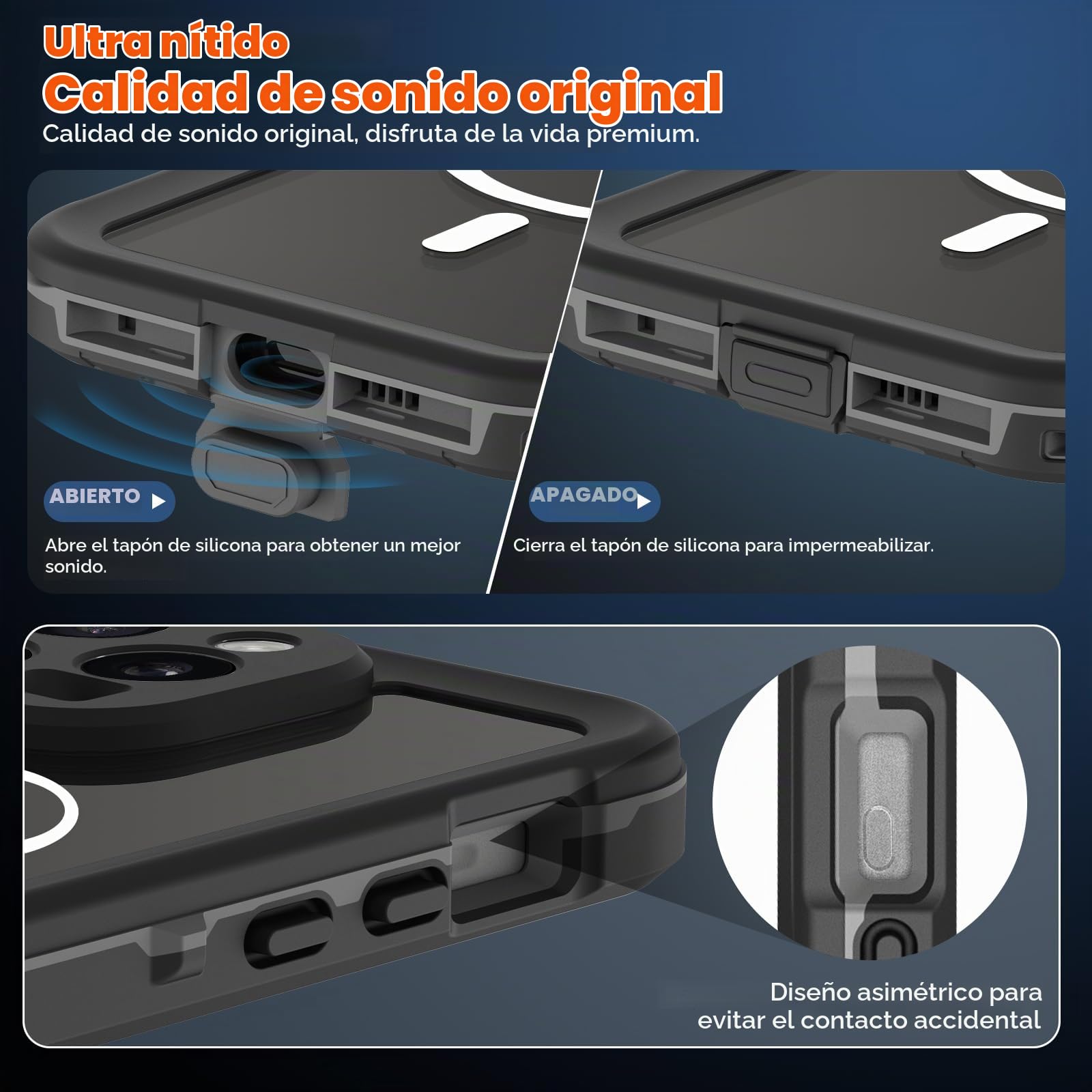 BDIG Funda iPhone 15 Pro MAX Impermeable, Protección de 360 ​​Grados Protector de Pantalla Completa, IP68 Funda a Prueba de Golpes Compatible con iPhone 15 Pro MAX 6.7 Pulgada, Negro