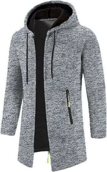 Zip Up Cardigan Sweaters for Men 2024 Fashion Long Sleeve Knitted Sweater Hooded Jacket Casual Winter Warm Coats