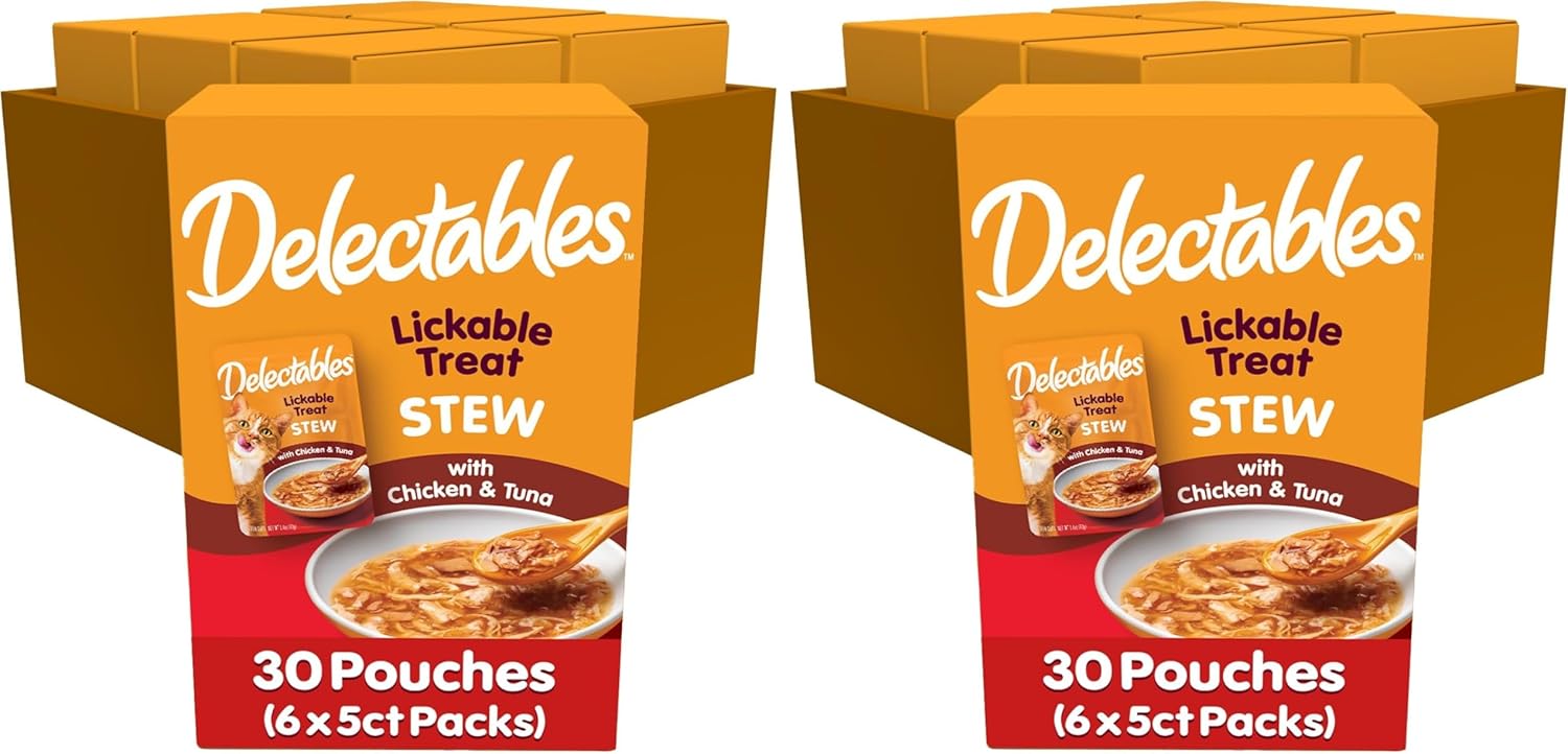 Hartz Delectables Stew Chicken & Tuna Lickable Wet Cat Treats, 30 Count (Pack of 2)