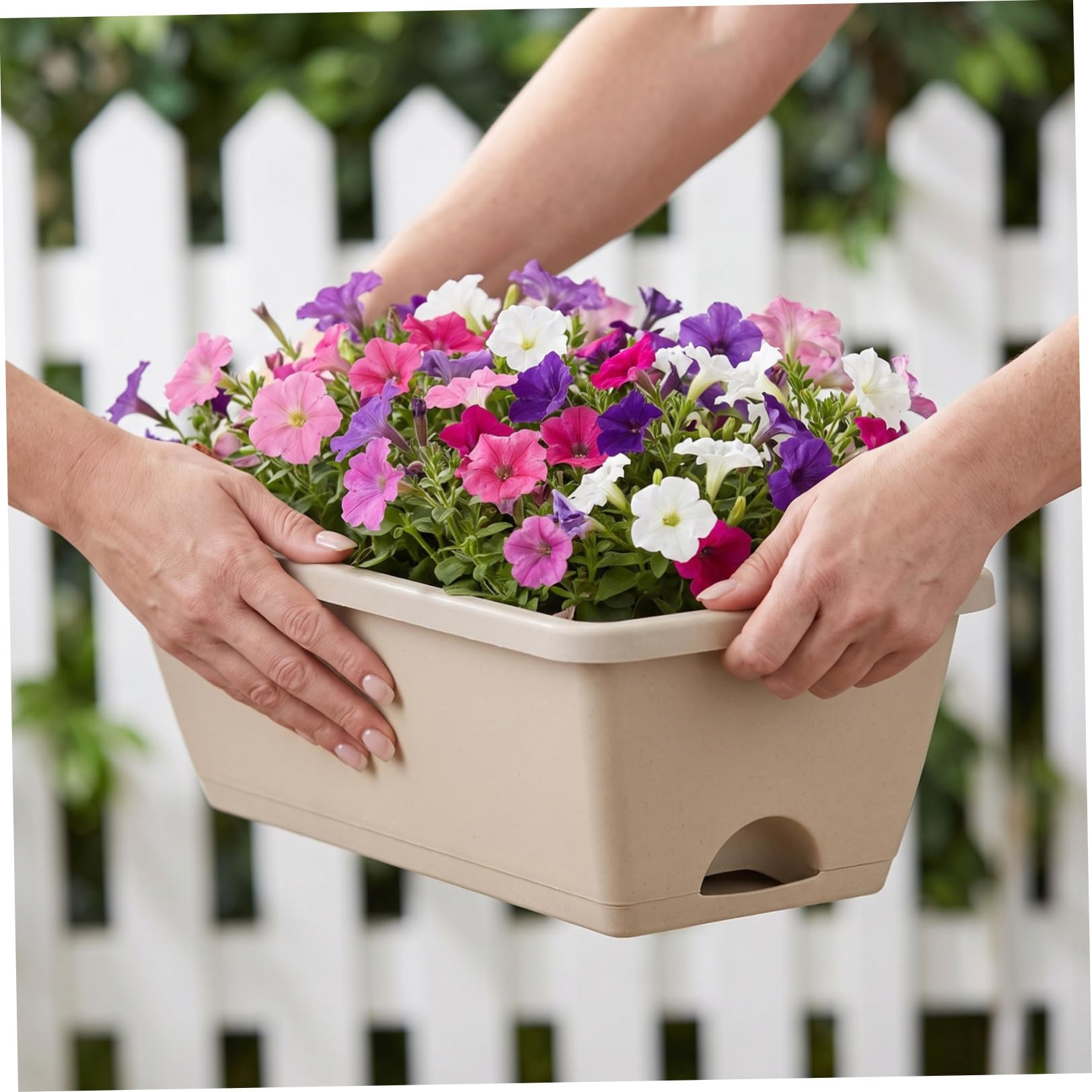 Hemobllo 4ensembles Set De Jardinières Rectangulaires avec Réserve Eau Pots De Fleurs Ventilés Et Drainage Jardinière Extérieure Médium Grise pour Potager Balcon Et Rebord De Fenêtre