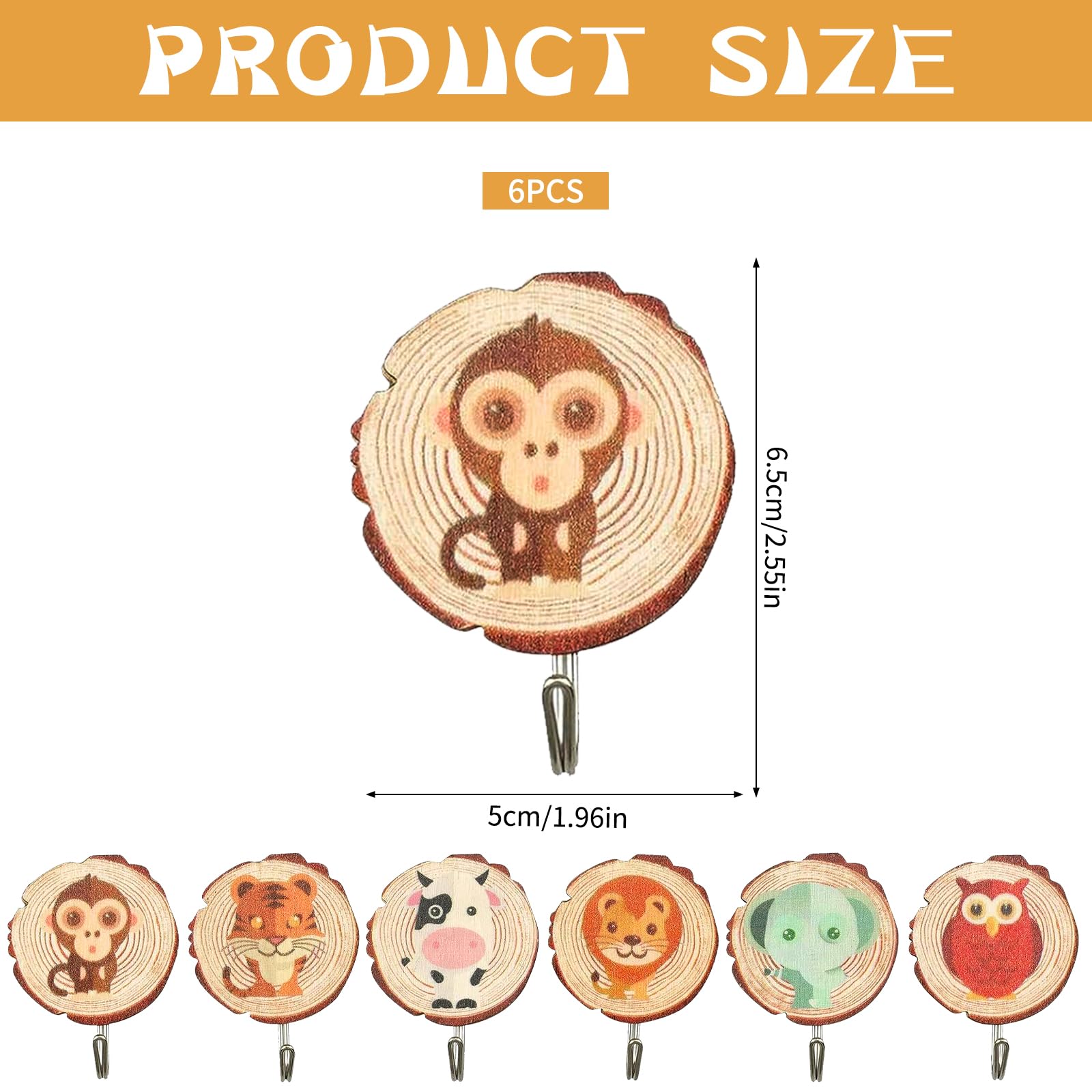 DAZZTIME Ganci Autoadesivi per Bambini 6 Pezzi Robusto Decorativi a Parete Senza Foratura Asciugamani Ombrelli Cappelli